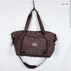 The Foldie Travel Bag Brown Weekender Tote Nylon Water Resistant 40L Capacity
